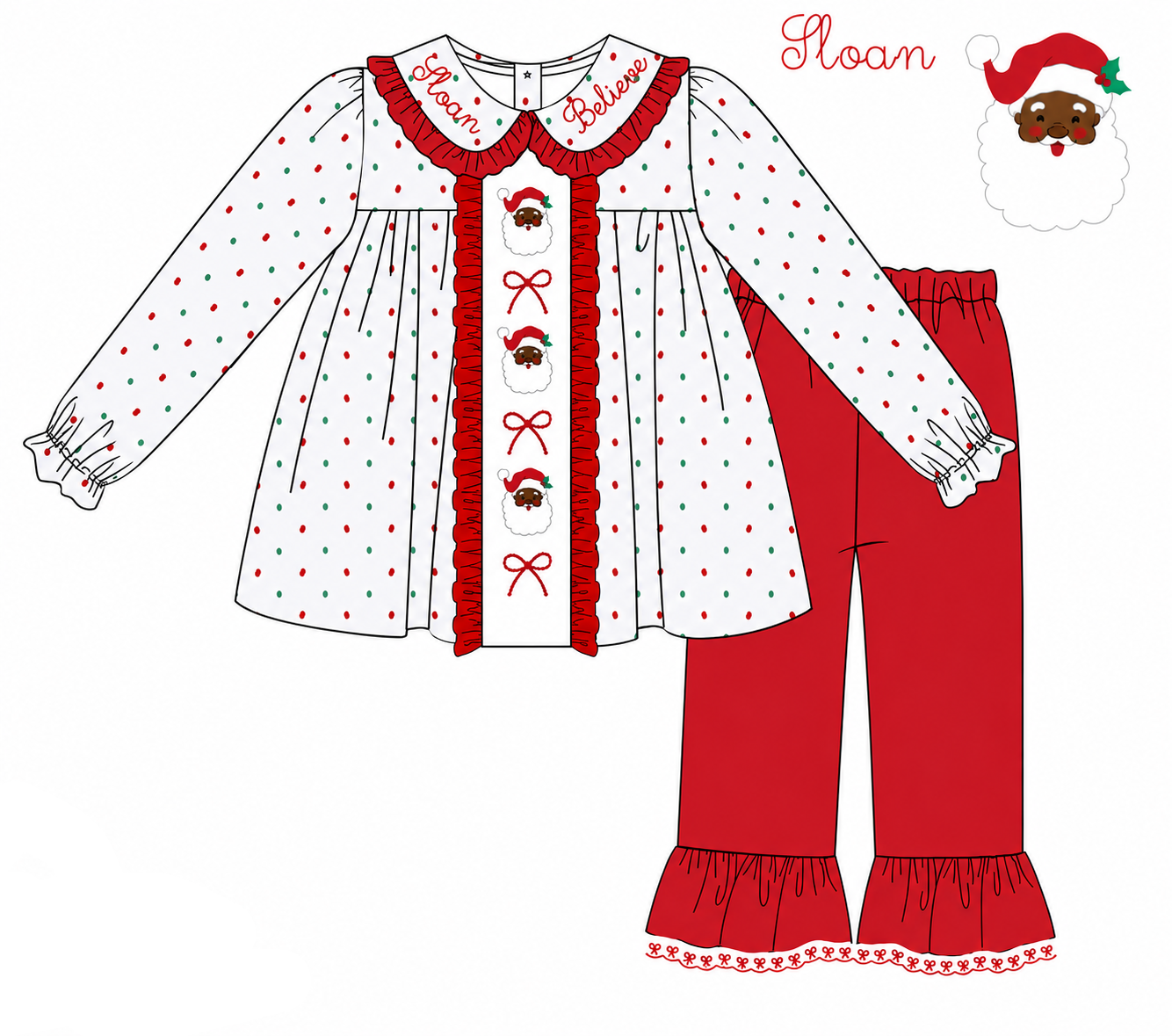 Santa’s Believe Pant Set -Brown