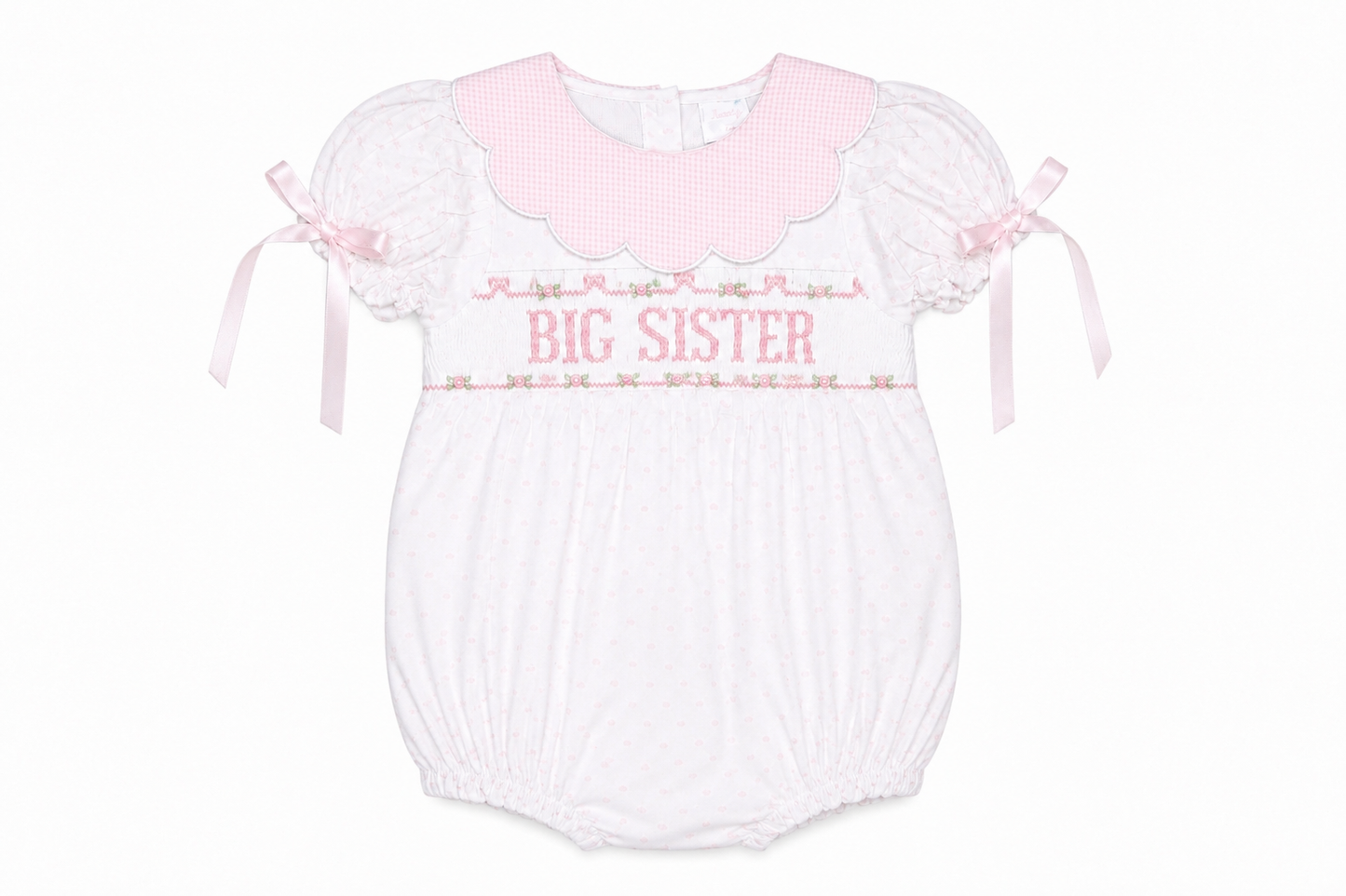 Big Sister Smocked Swiss Dot Rosettes Bubble