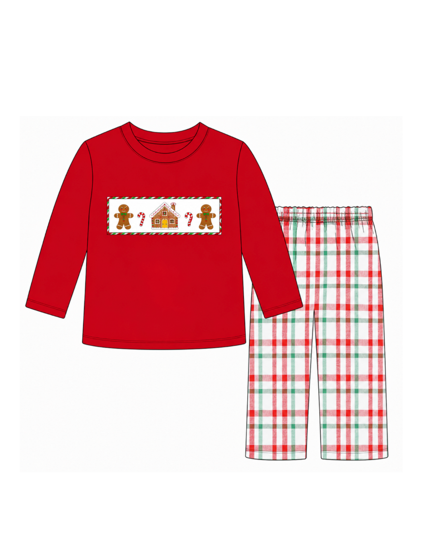 Tiny Gingerbread Dream Smocked Pant Set Boys