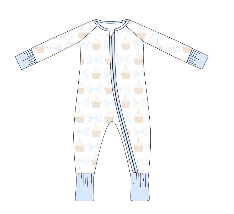 Boys Birthday Double Zipper Rompers