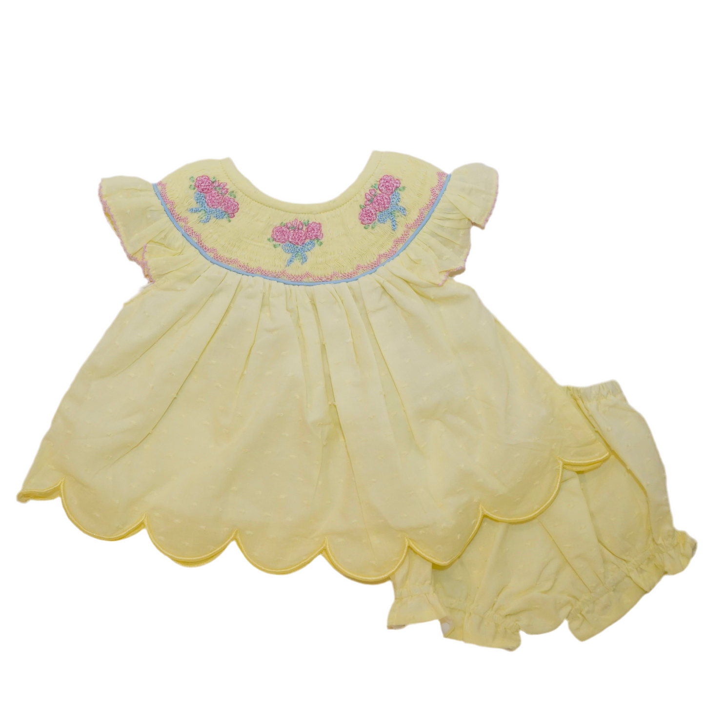 Roses and Bow Bishop Yellow Diaper Set
