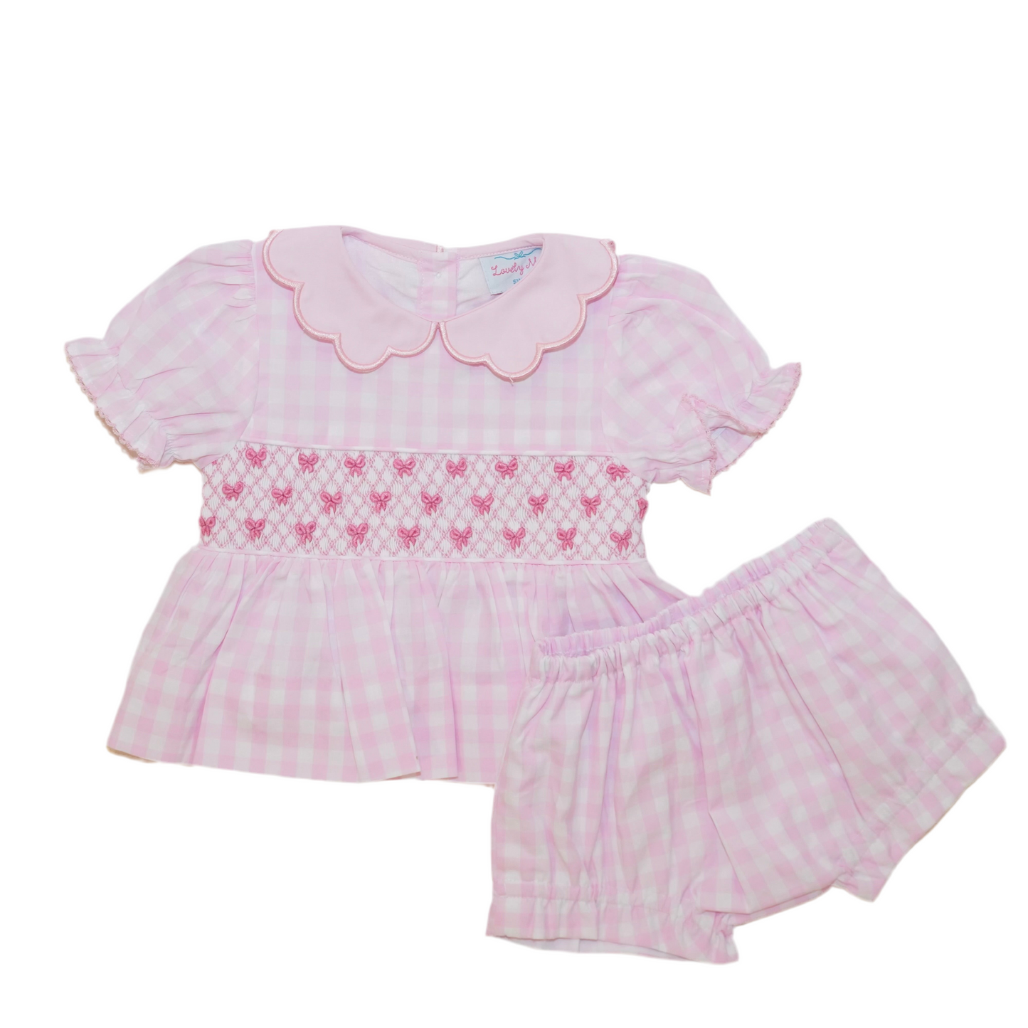 Gingham Bows Diaper Set