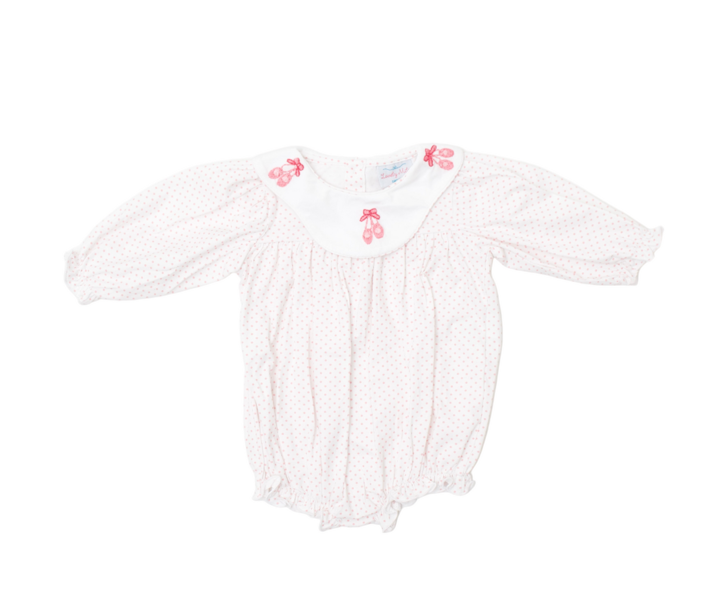 Pink tiny dots with ballerina hand embroidery bubble