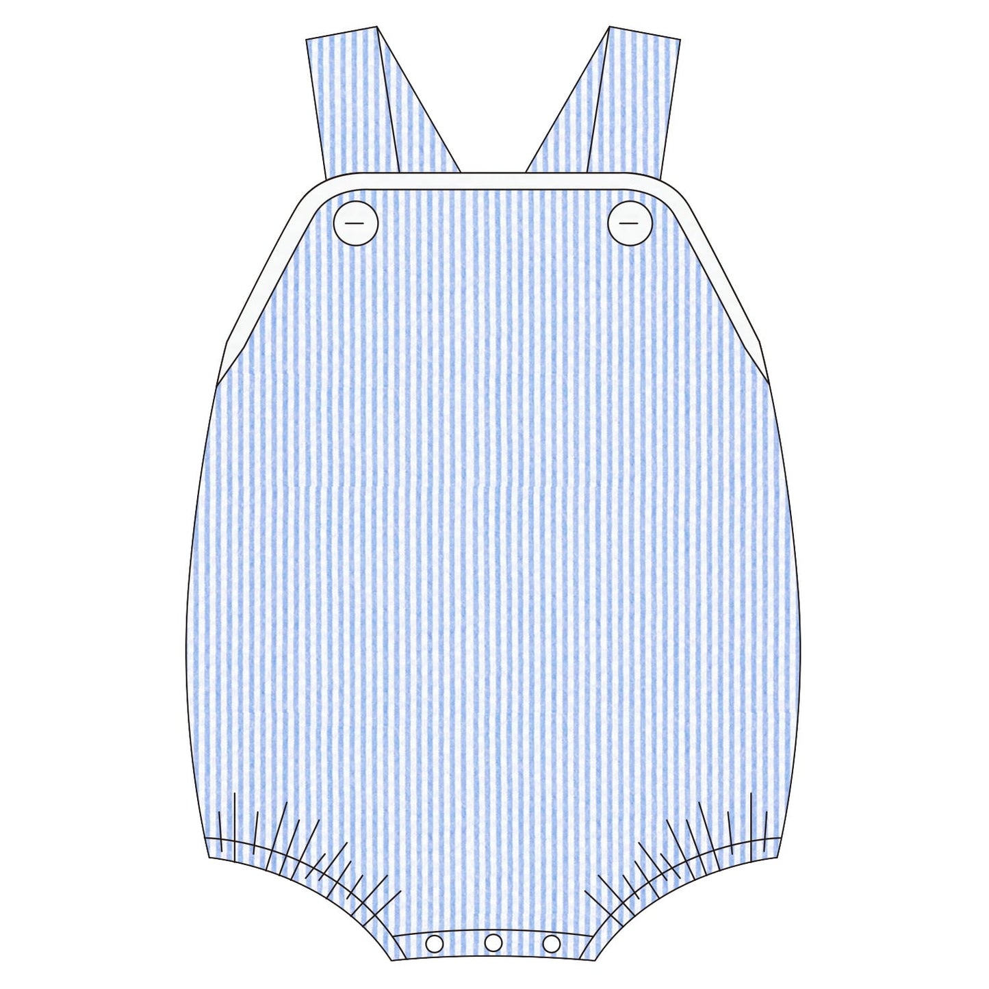 Blue seersucker bubble 100% cotton for babies and children