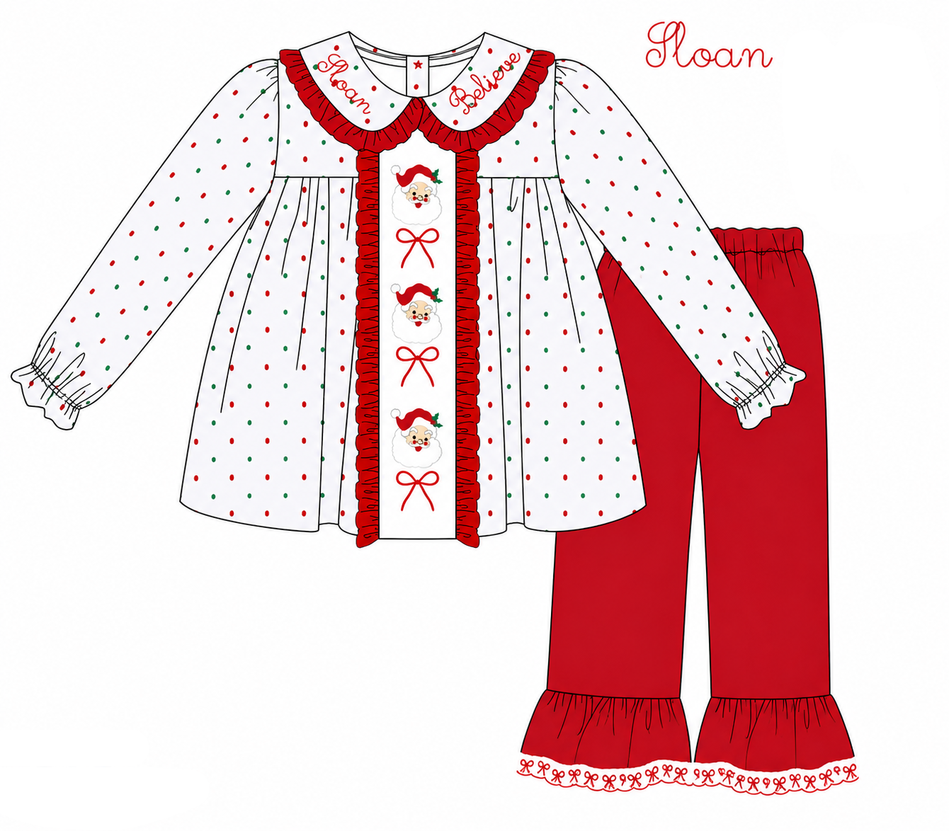 Santa’s Believe Pant Set -White