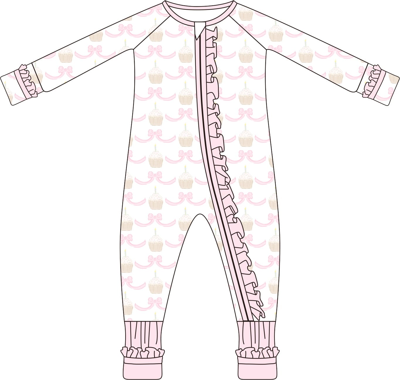 Girls Birthday Double Zipper Rompers