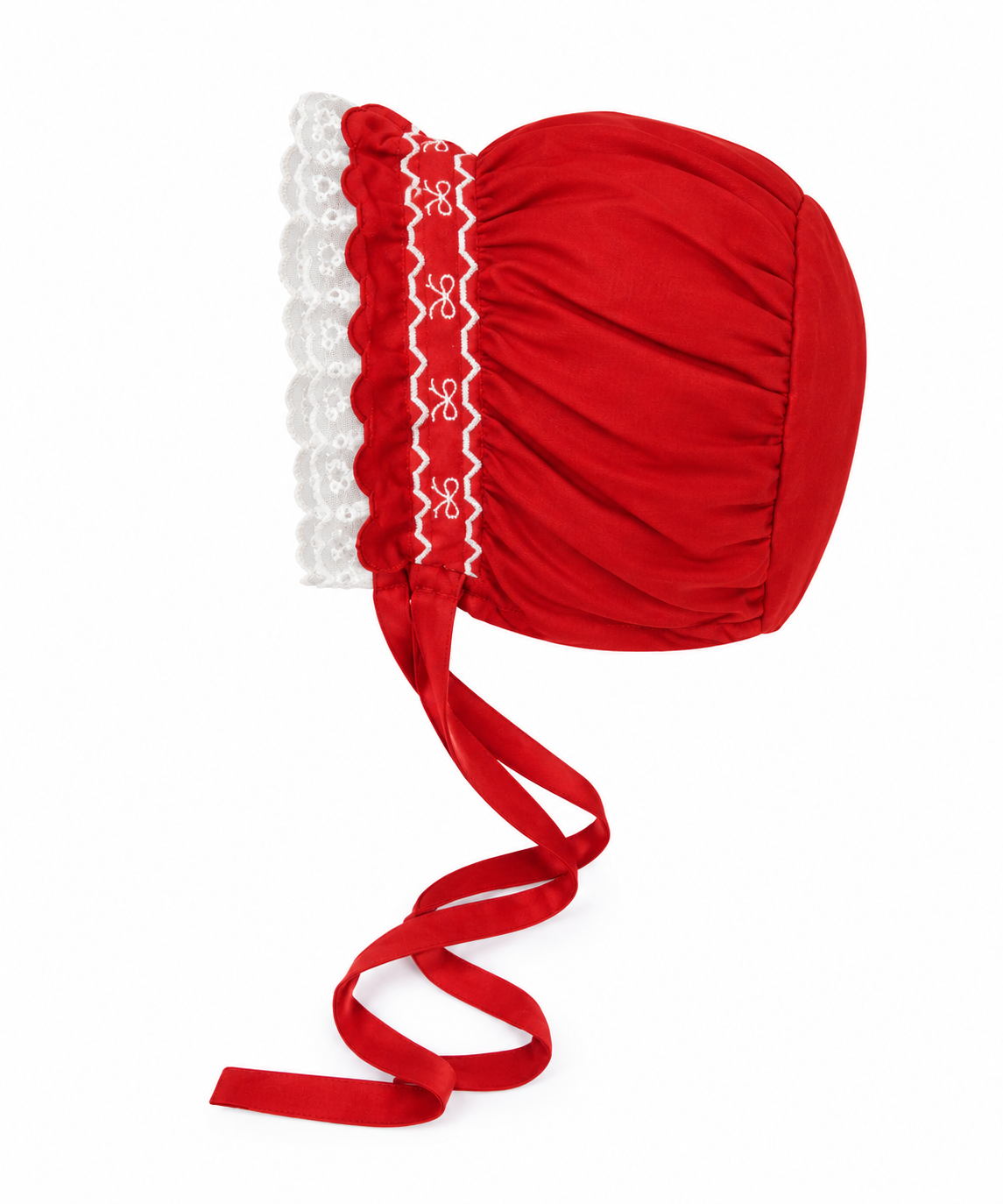 Red Smocked Bonnet