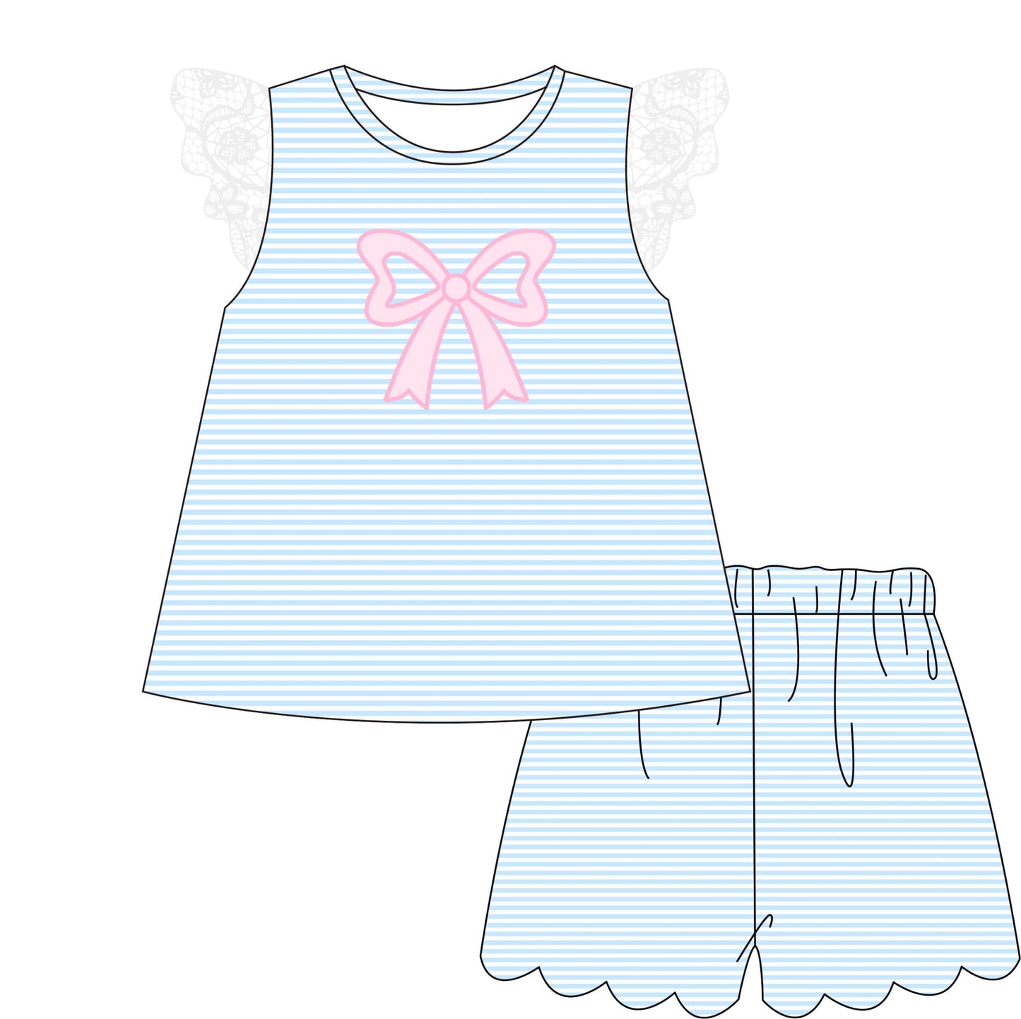 Knit Blue Bow Play Set