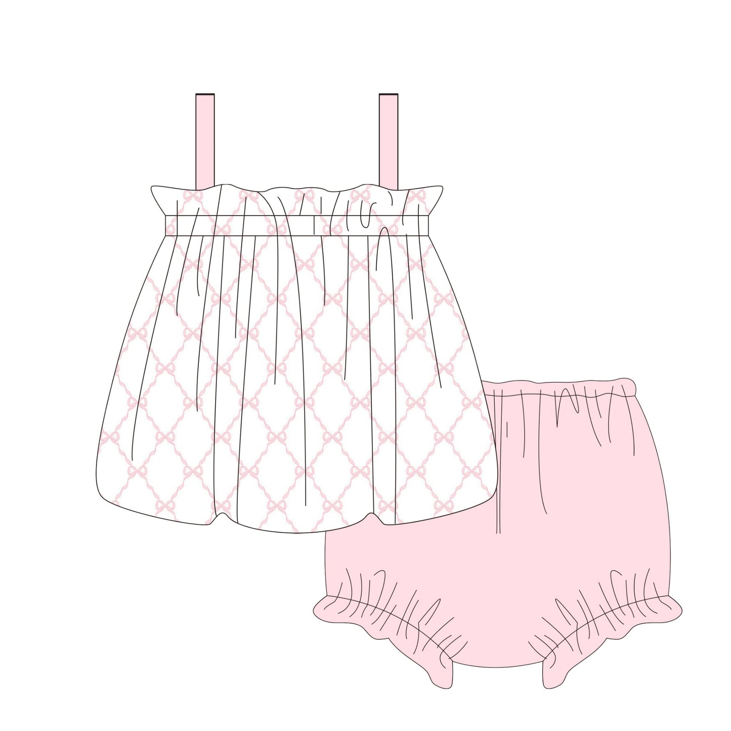 Knit Bow Trellis Diaper Set