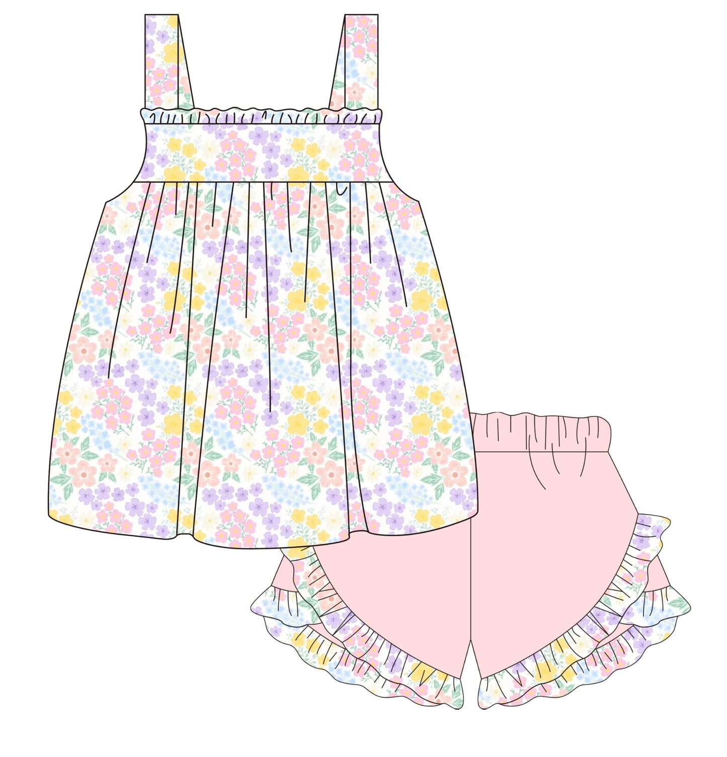 Knit Floral Short Set