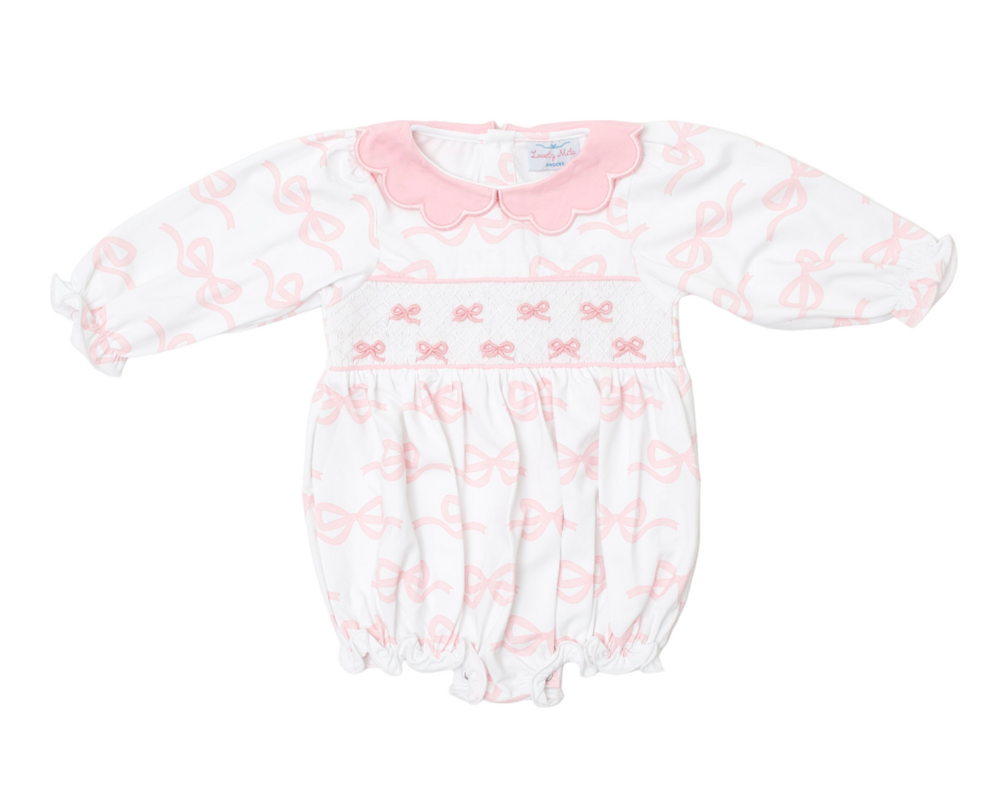 Girls bows bubble hand smocked