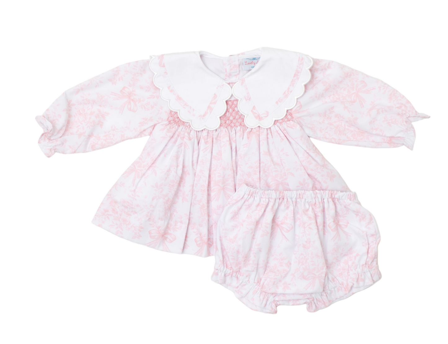 Pink bow toile diaper set