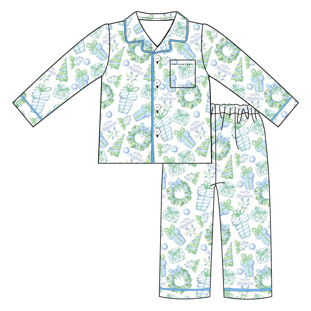 Christmas Morning Blue Adult Set