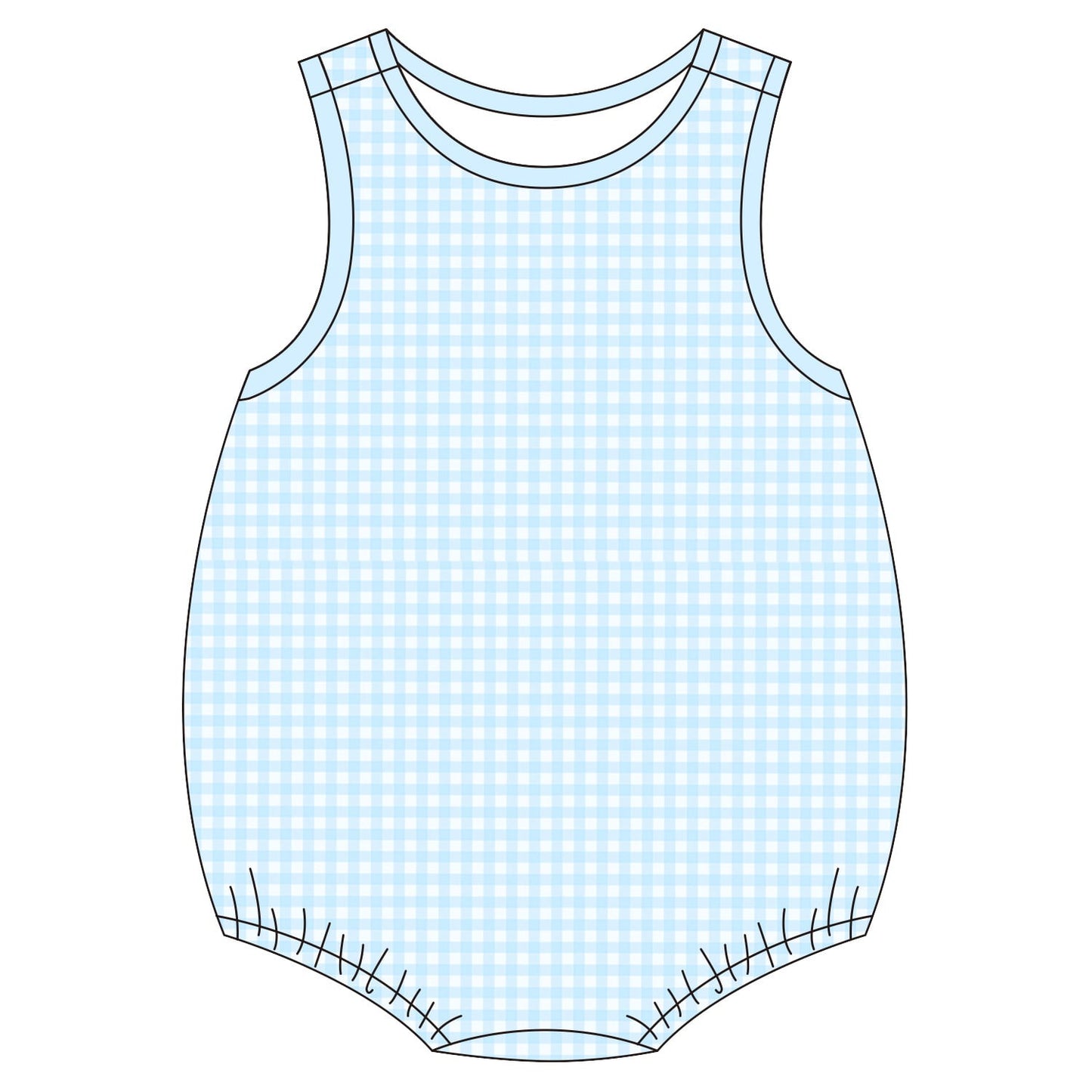 Knit Blue Gingham Bubble Boys