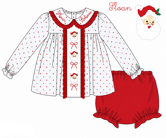 Santa’s Believe Diaper Set- White