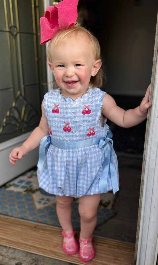 Cherry Smocked Bubble