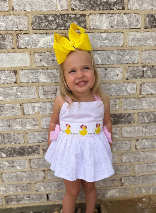 Ducks and Bonnet Smocked Diaper Set