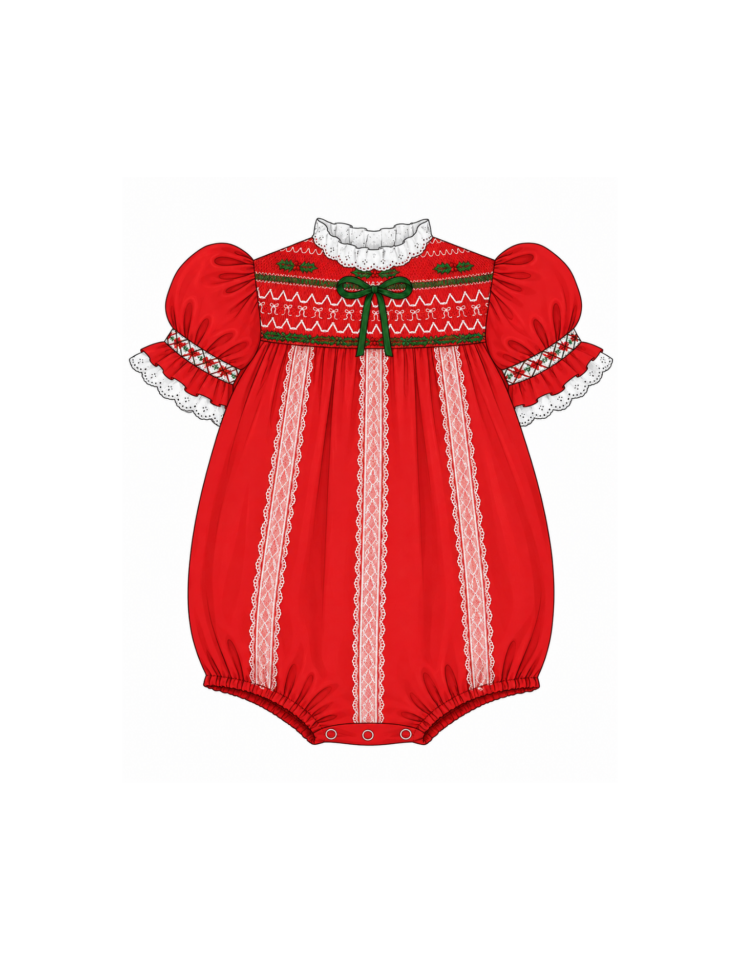 Red Heirloom Smocked Bubble
