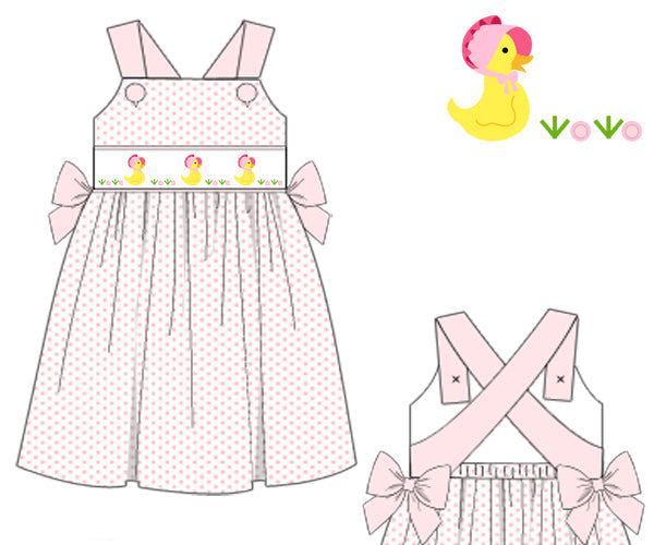 Ducks and Bonnet Smocked Dress