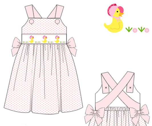 Ducks and Bonnet Smocked Dress