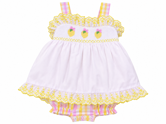Lemon Days Smocked Skirted Bubble