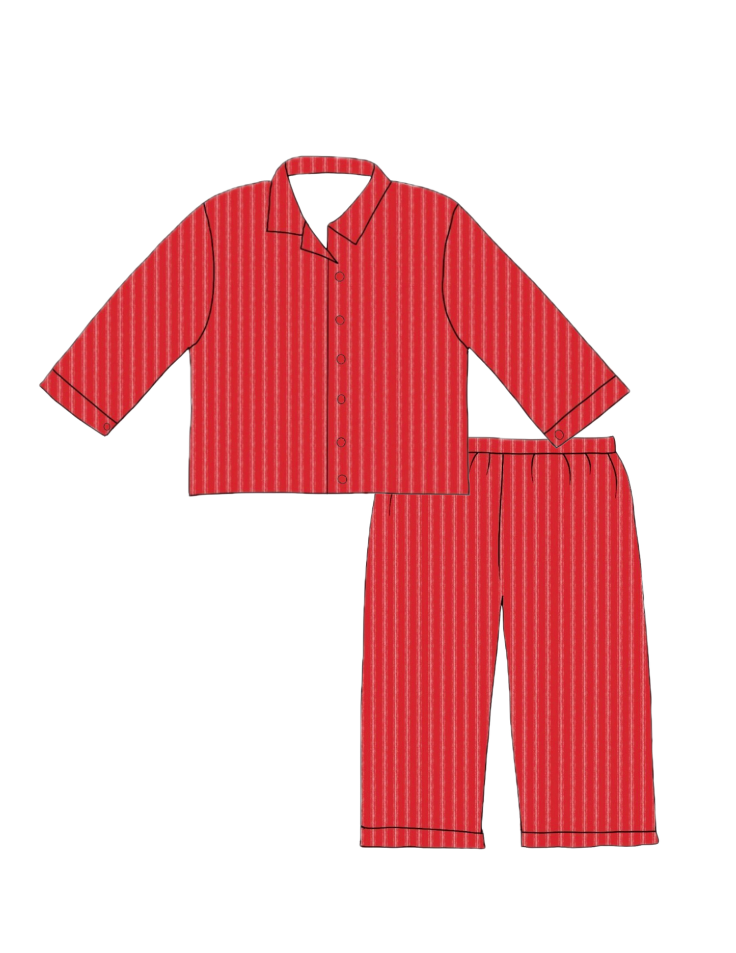 Red & White Striped Boy Set Loungewear-Knit