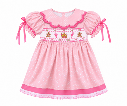 Tiny Gingerbread Dream Smocked Dress