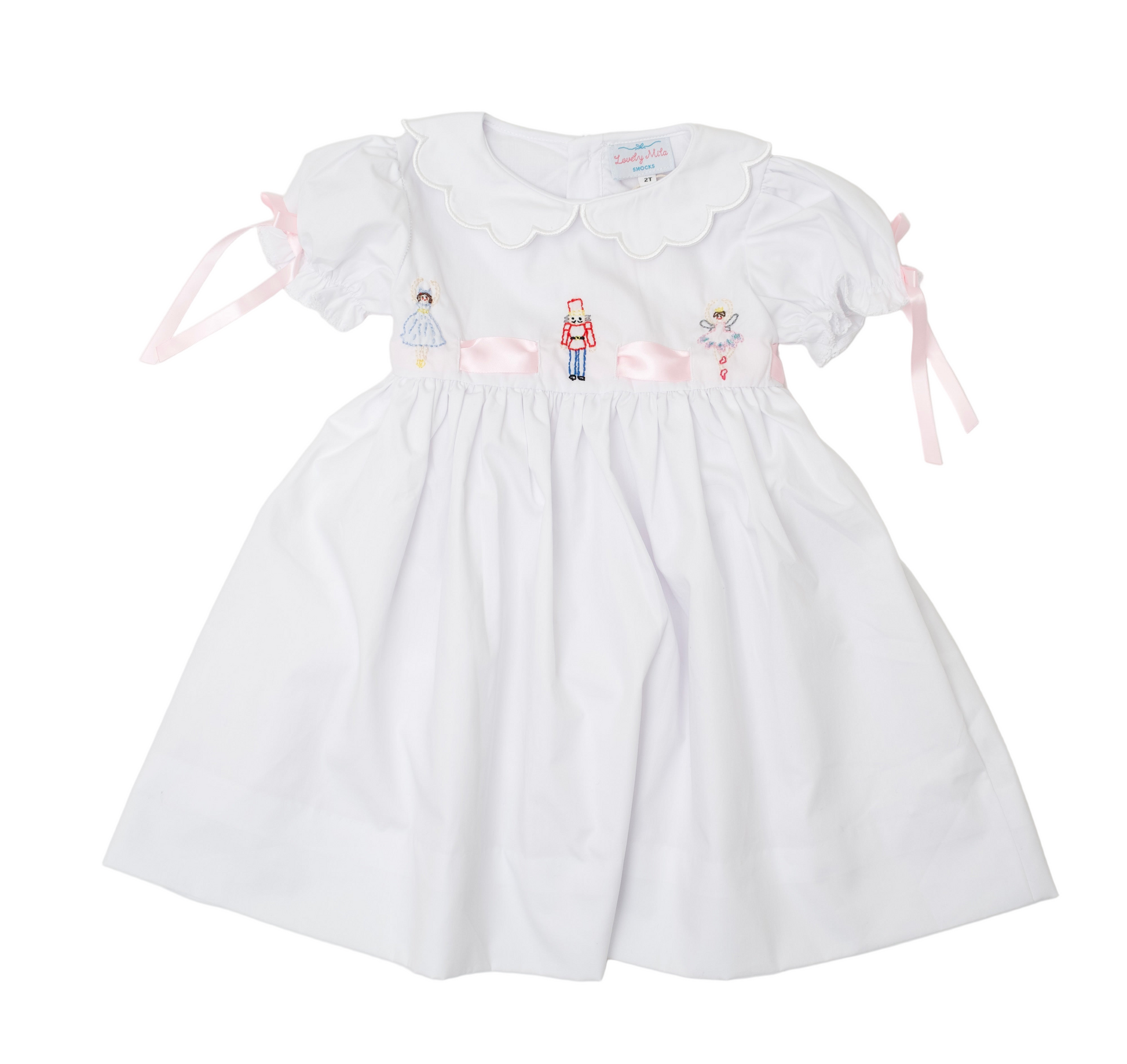 Embroidered Nutcracker & Dancer Woven Holiday Dress LOVELY MILA SMOCKS Embroidered Nutcracker & Dancer Woven Holiday Dress LOVELY MILA SMOCKS