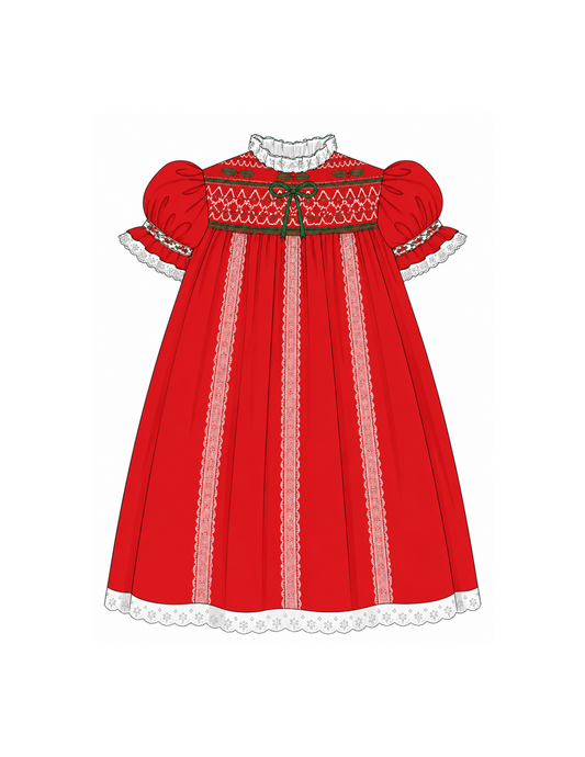 Red Heirloom Smocked Dress