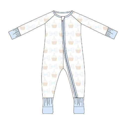 Boys Birthday Double Zipper Rompers