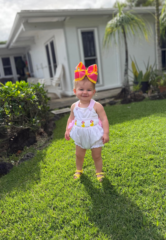 Ducks and Bonnet Smocked Bubble