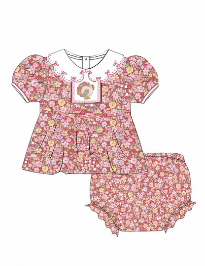 Turkey Time Smocked Diaper Set