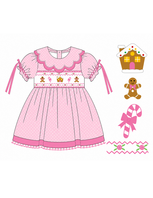 Tiny Gingerbread Dream Smocked Dress
