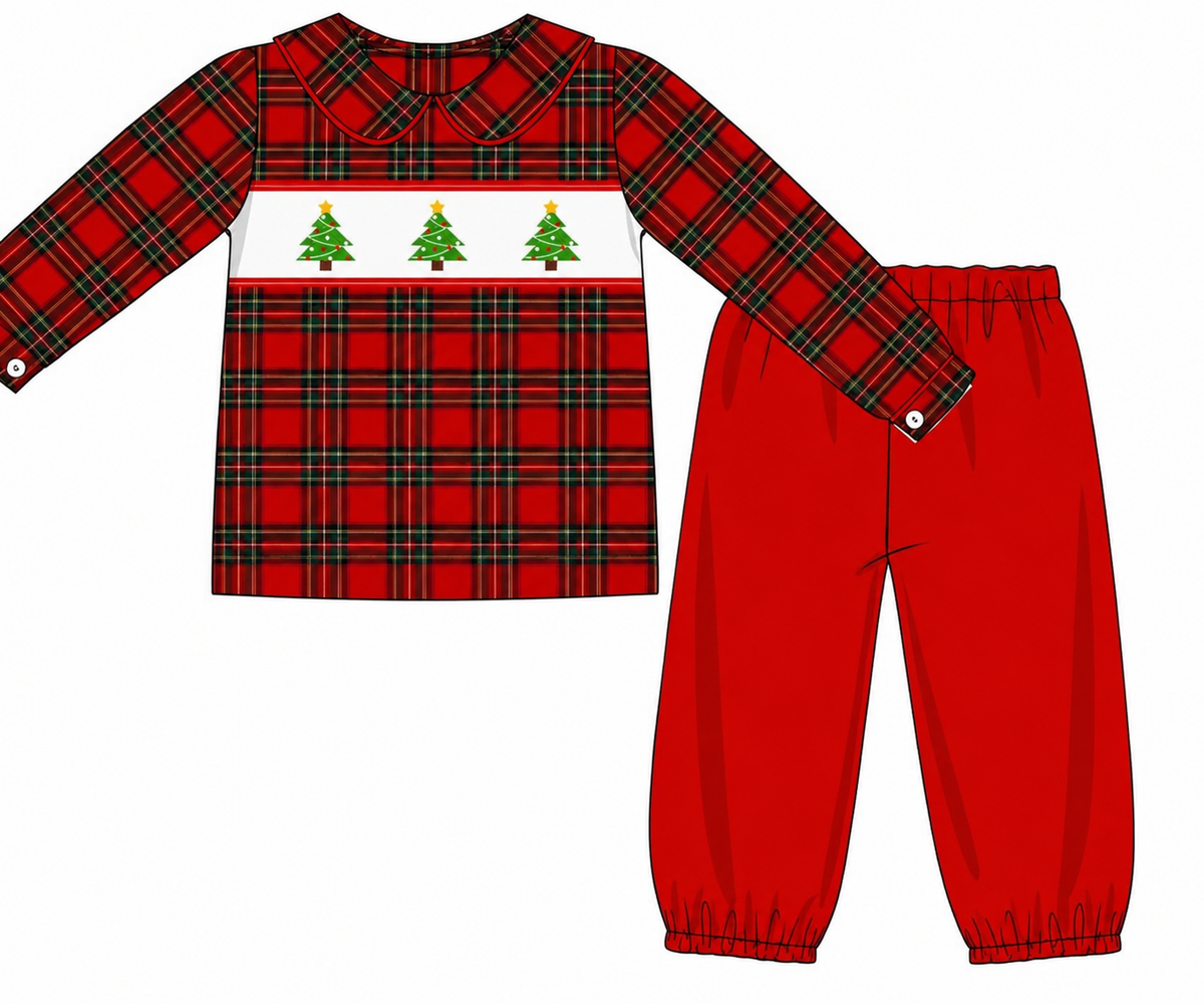 Christmas Tree Fannel Set Boys