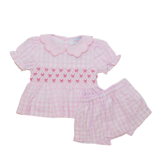 Gingham Bows Diaper Set