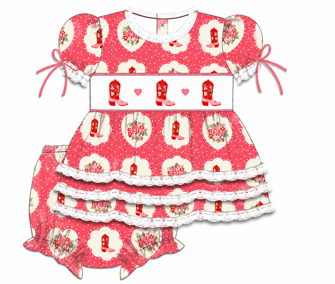 Head Over Boots Smocked Diaper Set