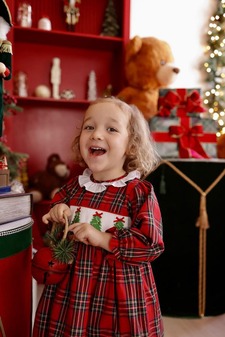Christmas Tree Smocked Diaper Set