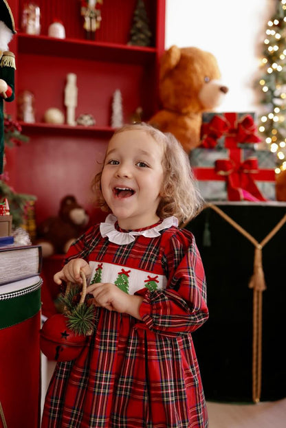 Christmas Tree Smocked Diaper Set