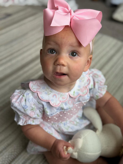 Floral Bow Smocked Bubble