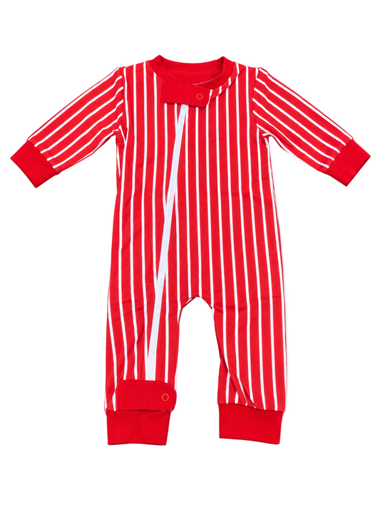 Red & White Striped Knit Zippy