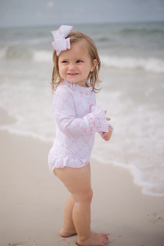 Smocked Bow Trellis One Piece Rashguard