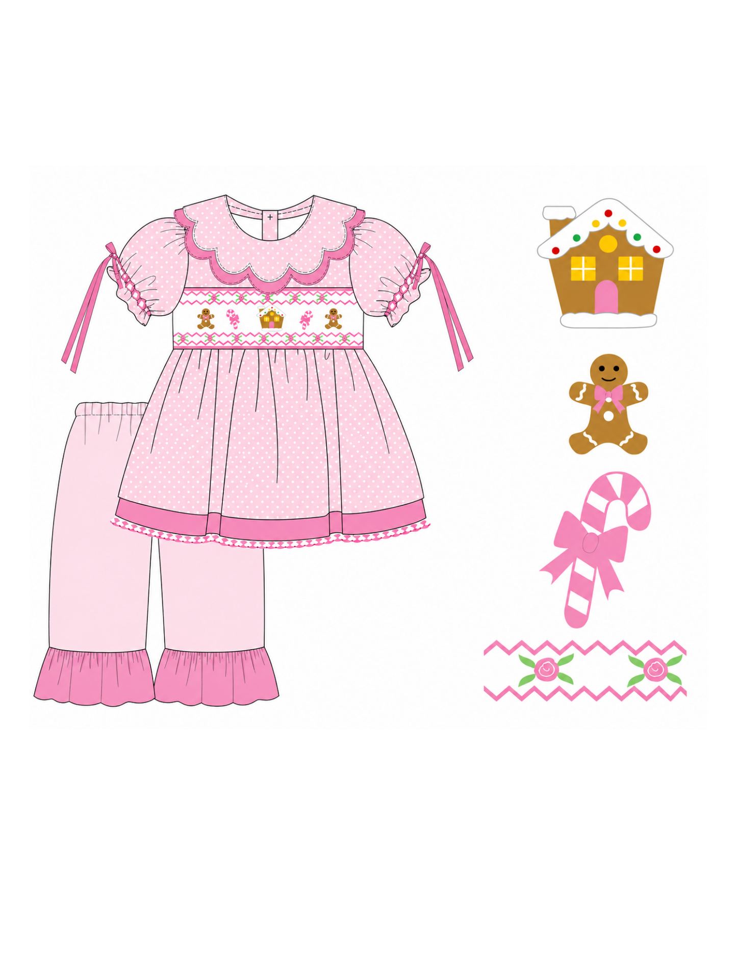 Tiny Gingerbread Dream Smocked Pant Set