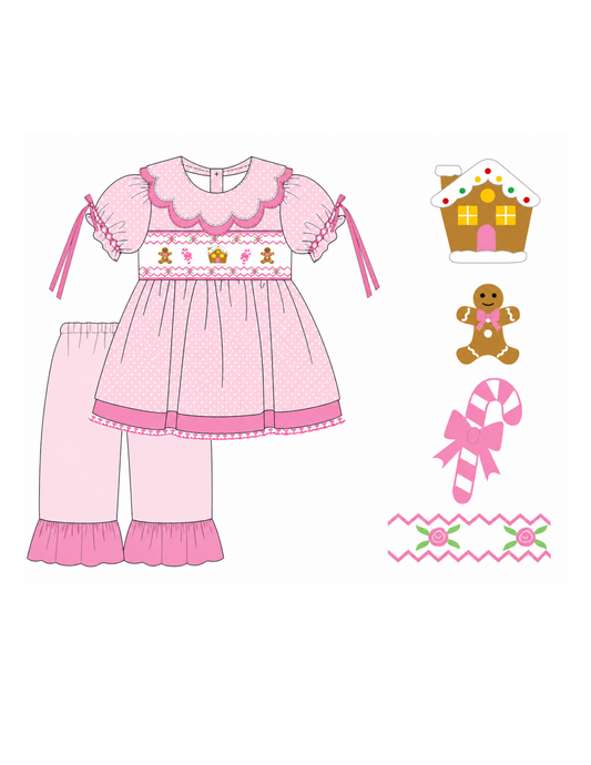 Tiny Gingerbread Dream Smocked Pant Set