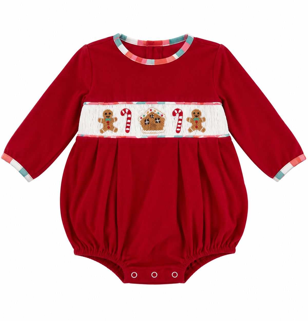 Tiny Gingerbread Dream Smocked Bubble Boys