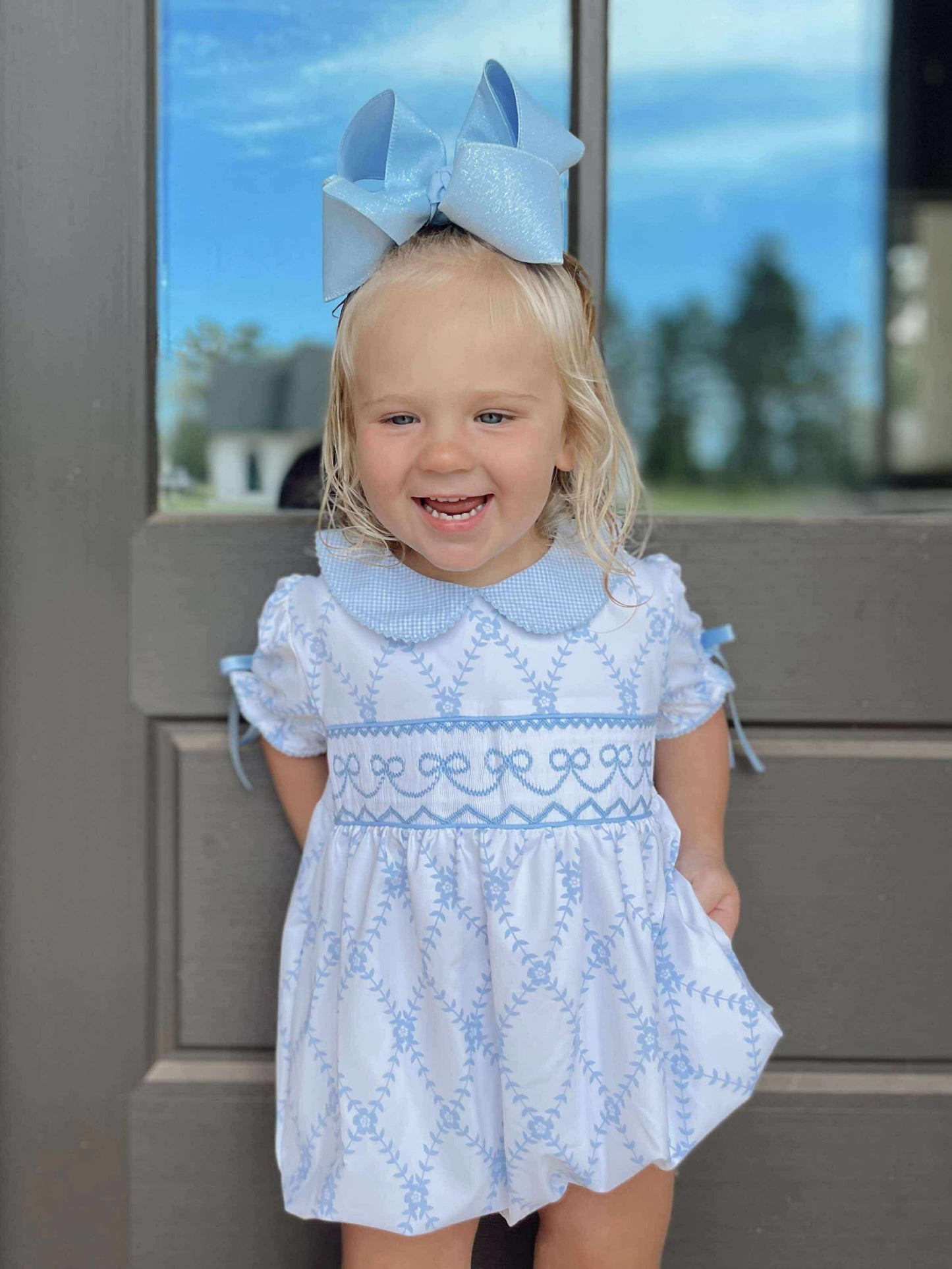 Blue Bows Diaper Set