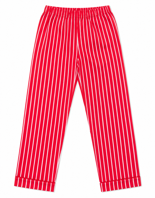 Men's Red and White Striped Knit Pajama Pants