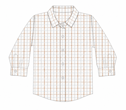 Camel Breeze Plaid Boys Shirt