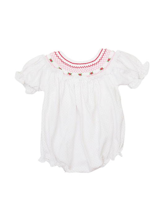 Smocked Pink Dot Bishop Bubble