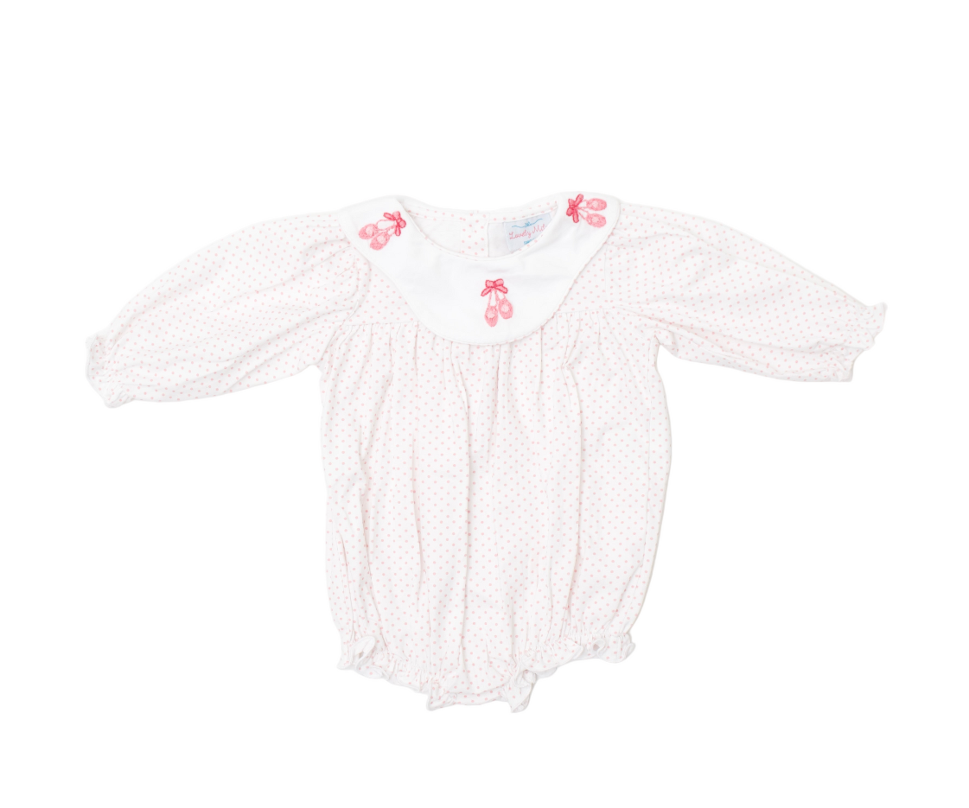 Pink tiny dots with ballerina hand embroidery bubble