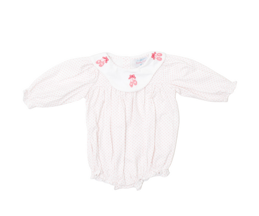 Pink tiny dots with ballerina hand embroidery bubble